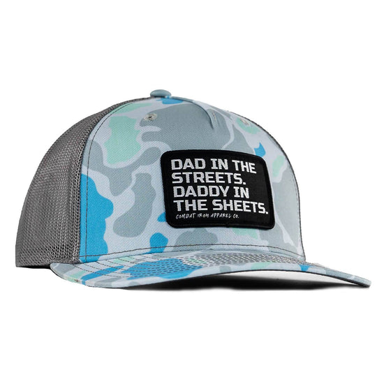 Dad In The Streets. Daddy In The Sheets. Black Patch Snapback Hat - One Revolver Surfboards