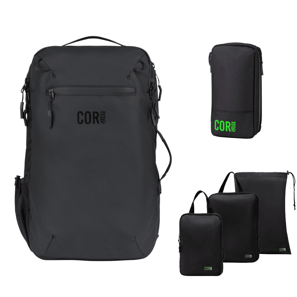 Island Hopper Travel Bundle - Backpack + Toiletry Bag + Compression Packing Cubes with YKK - One Revolver Surfboards