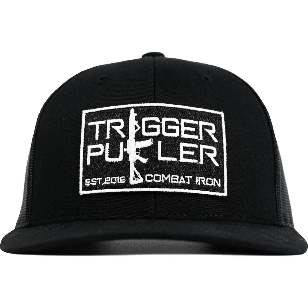 Trigger Puller Black Mid-Profile Mesh Snapback Hat - One Revolver Surfboards