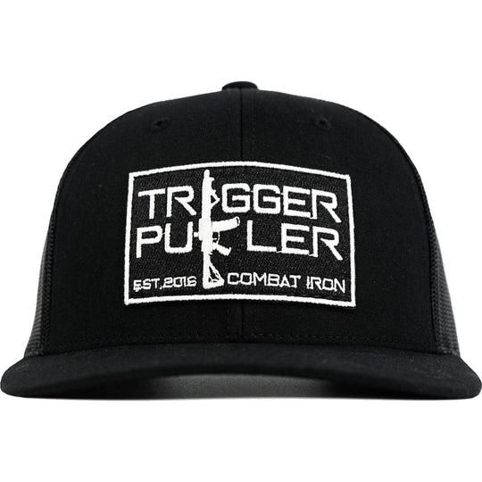 Trigger Puller Black Mid-Profile Mesh Snapback Hat - One Revolver Surfboards