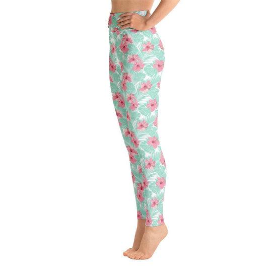 Women's Tropical Island Floral Yoga Leggings - One Revolver Surfboards