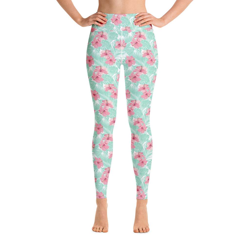 Women's Tropical Island Floral Yoga Leggings - One Revolver Surfboards