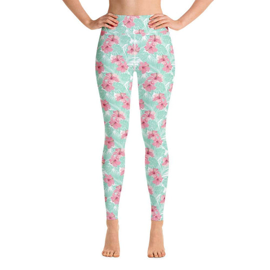 Women's Tropical Island Floral Yoga Leggings - One Revolver Surfboards