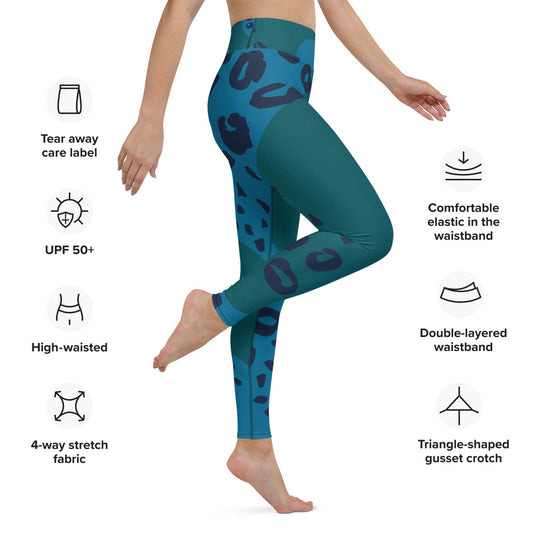 Women's Tropical Leopard Shark Yoga Leggings - One Revolver Surfboards