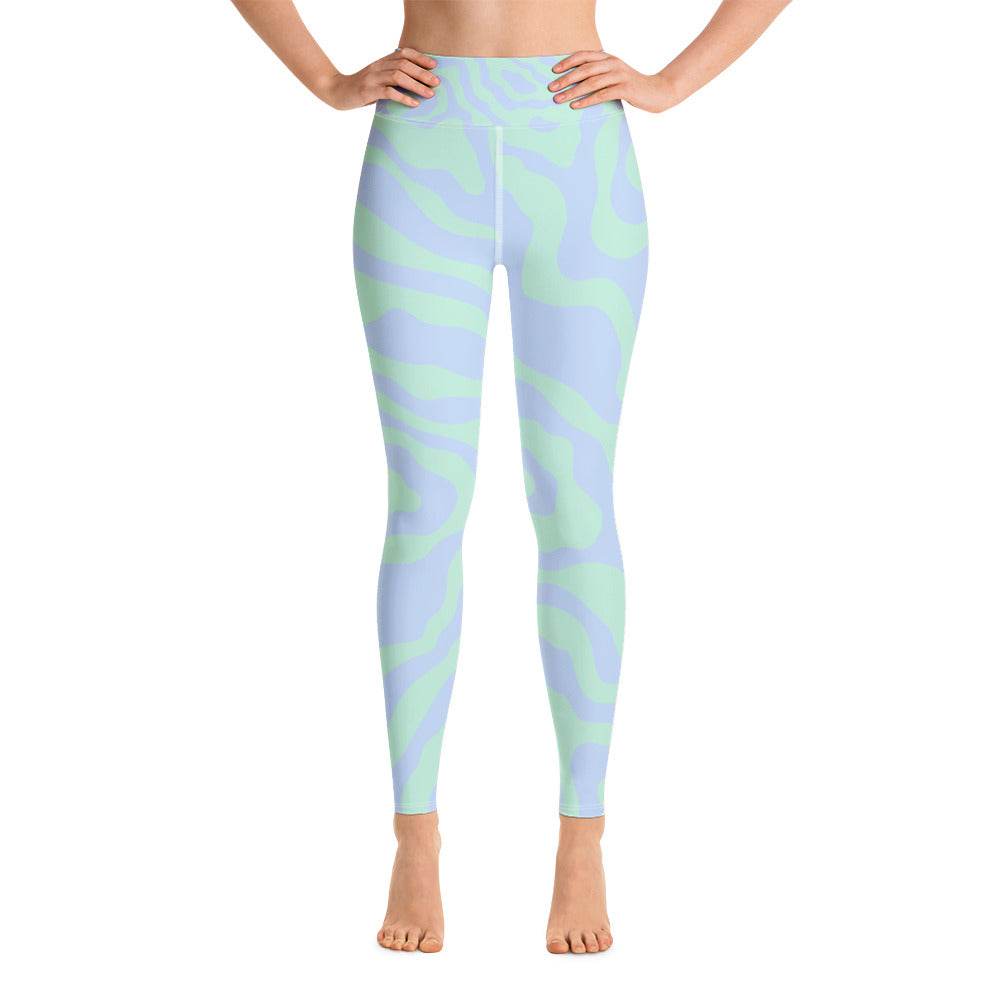 Women's Tropical Print Retro Kelp Yoga Leggings - One Revolver Surfboards