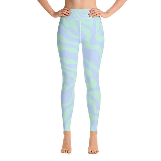Women's Tropical Print Retro Kelp Yoga Leggings - One Revolver Surfboards