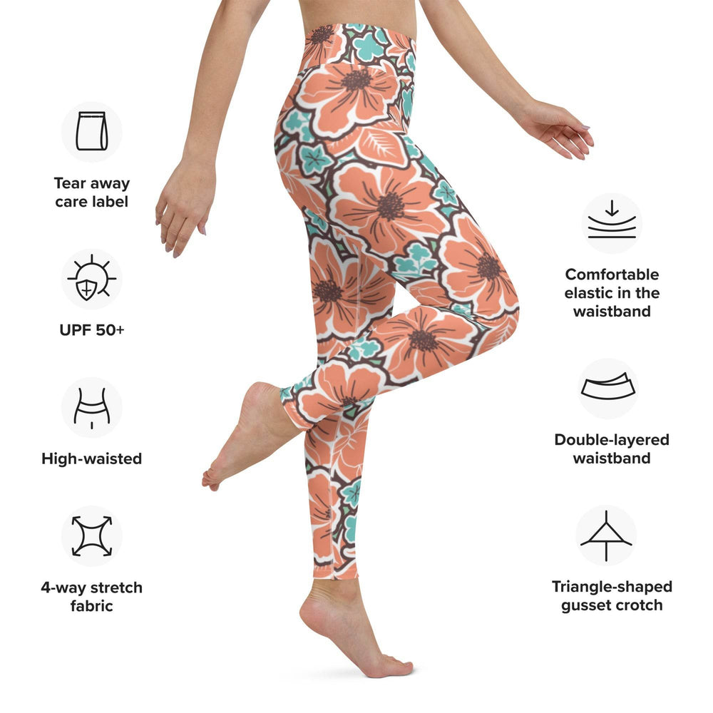 Women's Tropical Red Floral Yoga Leggings - One Revolver Surfboards