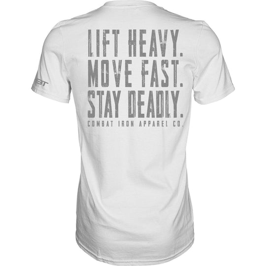Original Motto: Lift Heavy. Move Fast. Stay Deadly. Men's T-Shirt - One Revolver Surfboards