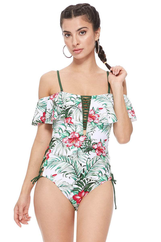 TROPICAL OFF THE SHOULDER ONE PIECE - One Revolver Surfboards