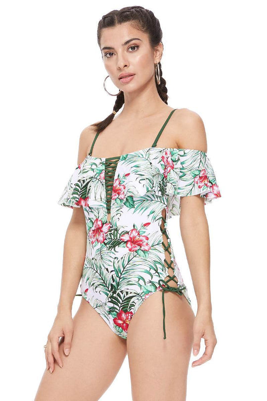 TROPICAL OFF THE SHOULDER ONE PIECE - One Revolver Surfboards