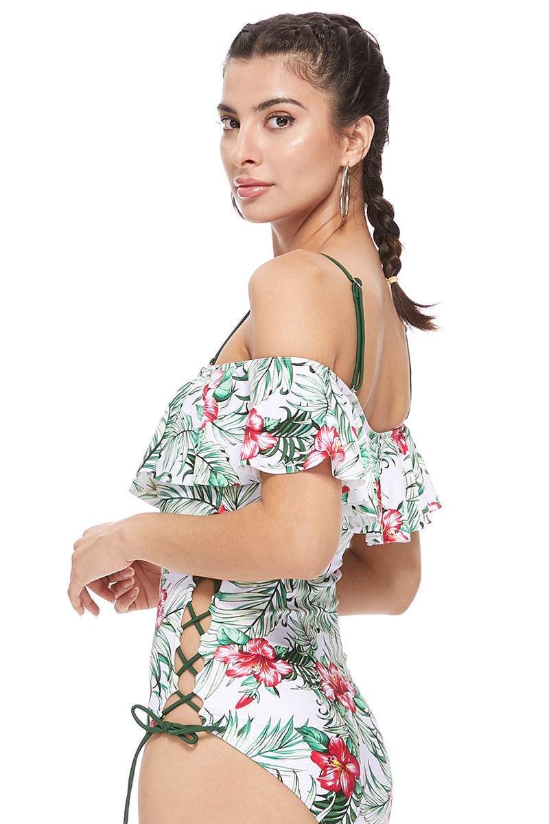 TROPICAL OFF THE SHOULDER ONE PIECE - One Revolver Surfboards