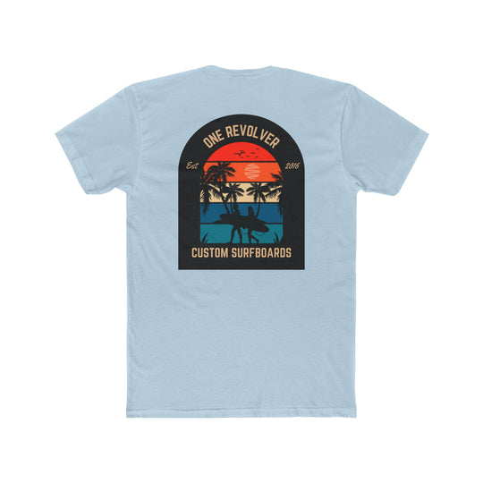 Sunset Palm Tee - Unisex Cotton Crew Tee, One Revolver Custom Surfboards T-Shirt