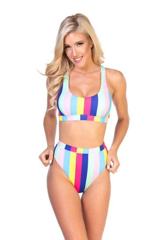 RAINBOW STRIPE STRETCH-KNIT BIKINI SET - One Revolver Surfboards