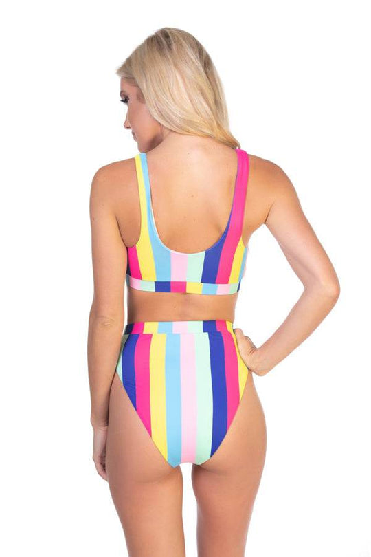 RAINBOW STRIPE STRETCH-KNIT BIKINI SET - One Revolver Surfboards