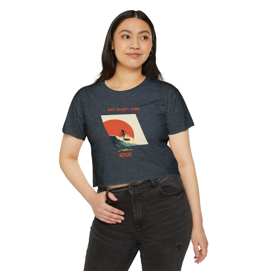 Surfer Girl Sunset Crop Top – Boho Beach Style - One Revolver Surfboards