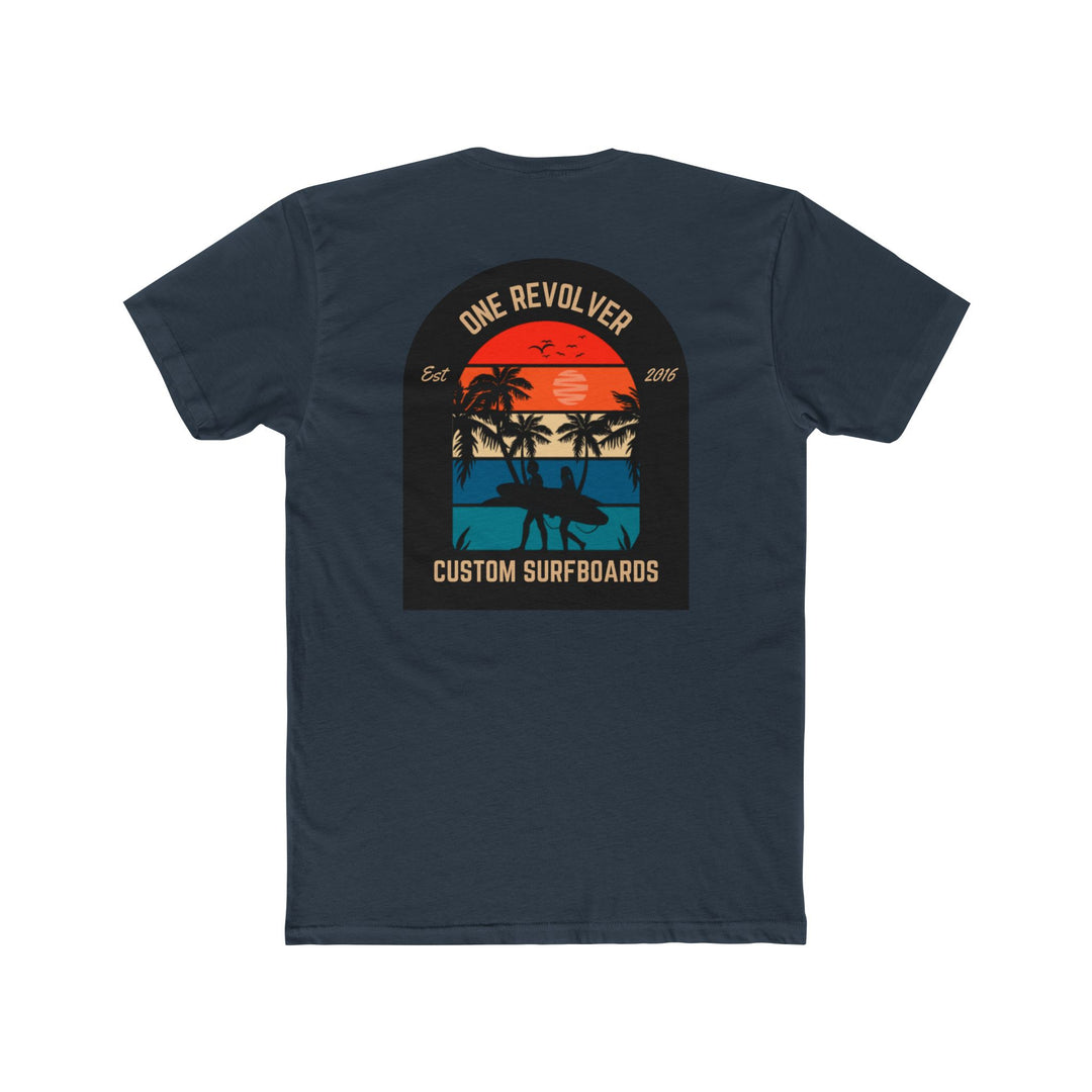 Sunset Palm Tee - Unisex Cotton Crew Tee, One Revolver Custom Surfboards T-Shirt