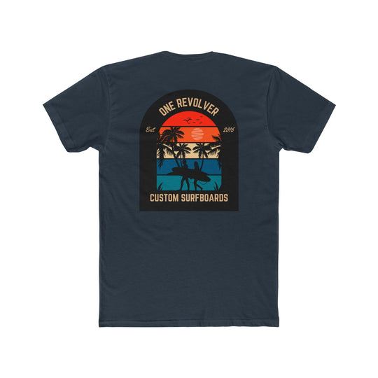 Sunset Palm Tee - Unisex Cotton Crew Tee, One Revolver Custom Surfboards T-Shirt