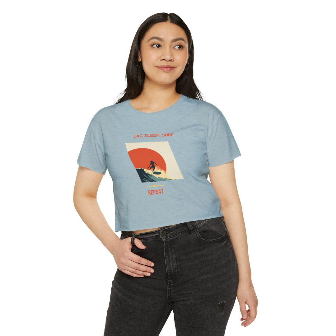 Surfer Girl Sunset Crop Top – Boho Beach Style - One Revolver Surfboards