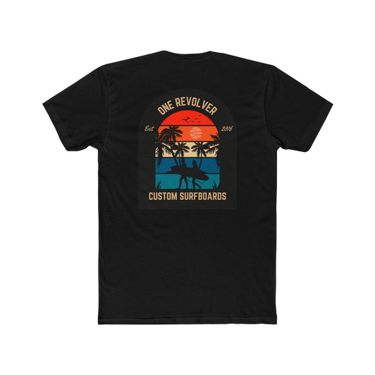 Sunset Palm Tee - Unisex Cotton Crew Tee, One Revolver Custom Surfboards T-Shirt