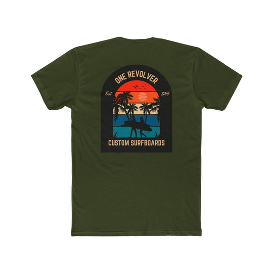Sunset Palm Tee - Unisex Cotton Crew Tee, One Revolver Custom Surfboards T-Shirt