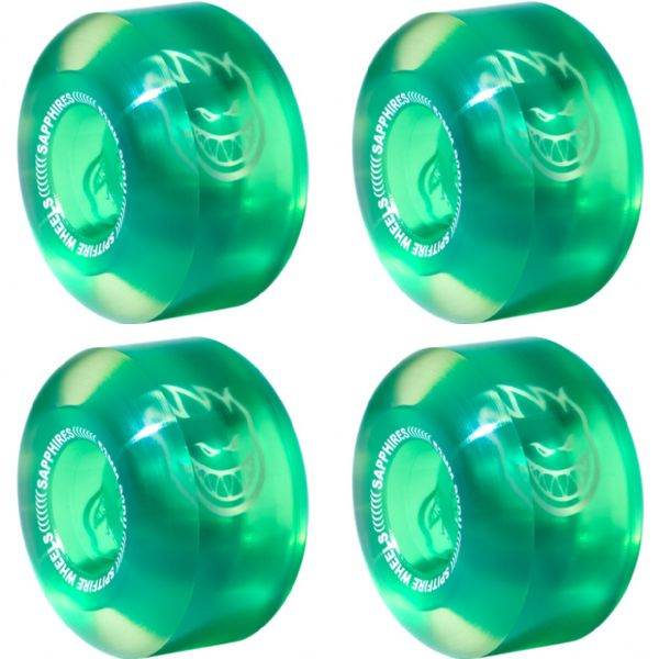 SPITFIRE SAPPHIRES CLEAR GREEN 53MM 90A SKATEBOARD WHEELS - One Revolver Surfboards
