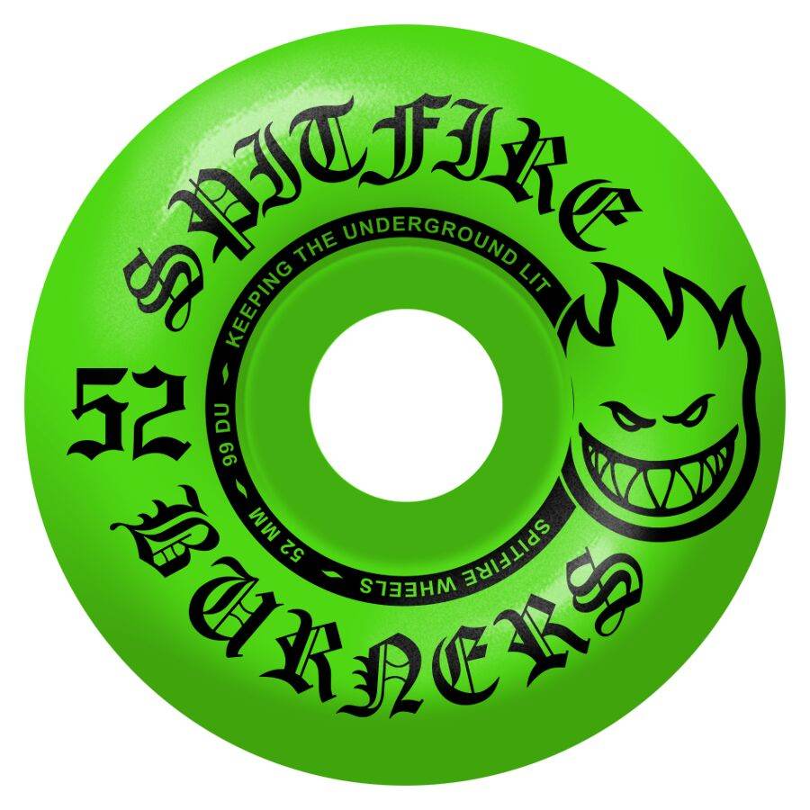 SPITFIRE BURNERS 52MM GREEN 99A SKATEBOARD WHEELS - One Revolver Surfboards