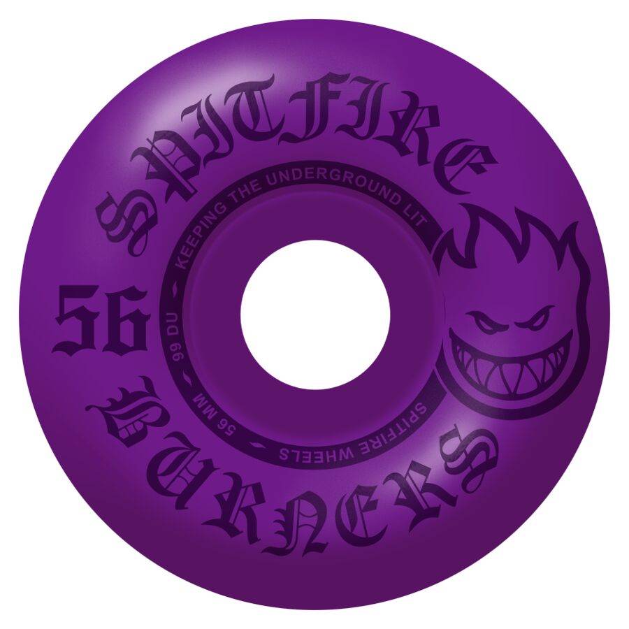 SPITFIRE BURNERS 56MM PURPLE 99A SKATEBOARD WHEELS - One Revolver Surfboards