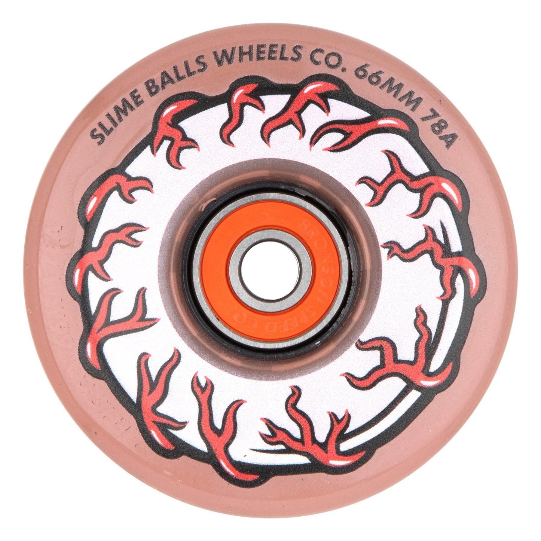 Slime Balls Pink Eyes Light Ups 66mm 78a Skateboard Wheels - One Revolver Surfboards