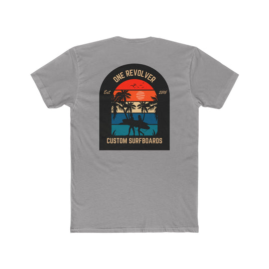 Sunset Palm Tee - Unisex Cotton Crew Tee, One Revolver Custom Surfboards T-Shirt