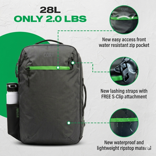 Island Hopper 2.0 Travel Backpack – New Matte Black | Lightweight Waterproof 28L &amp; 34L