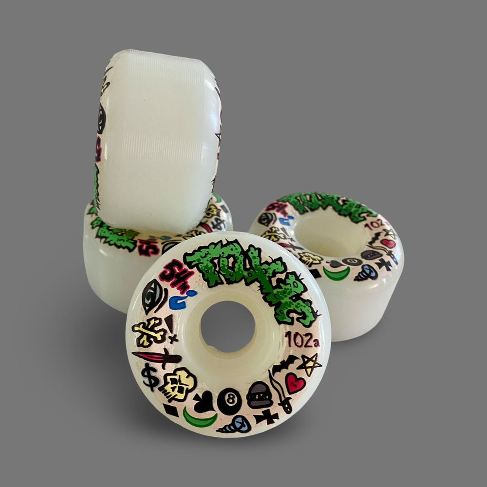 Toxic Team VERY HARD, GLOW-IN-THE DARK (NEON GREEN) Wheels 54mm/102a