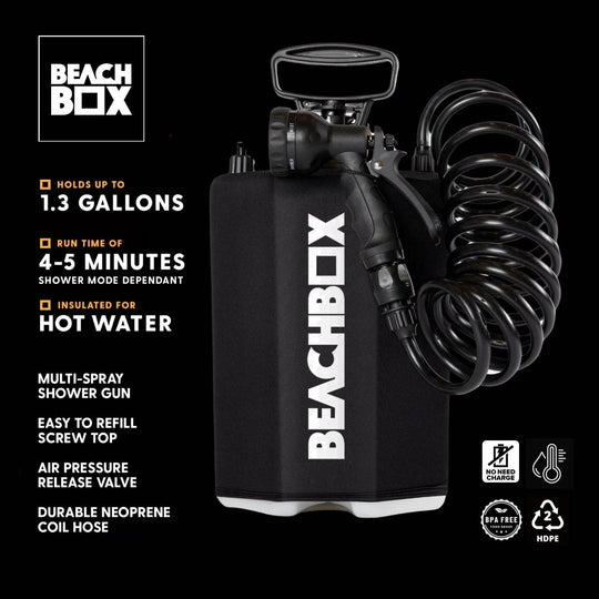 BeachBox Portable Shower Tank 'Black' - One Revolver Surfboards