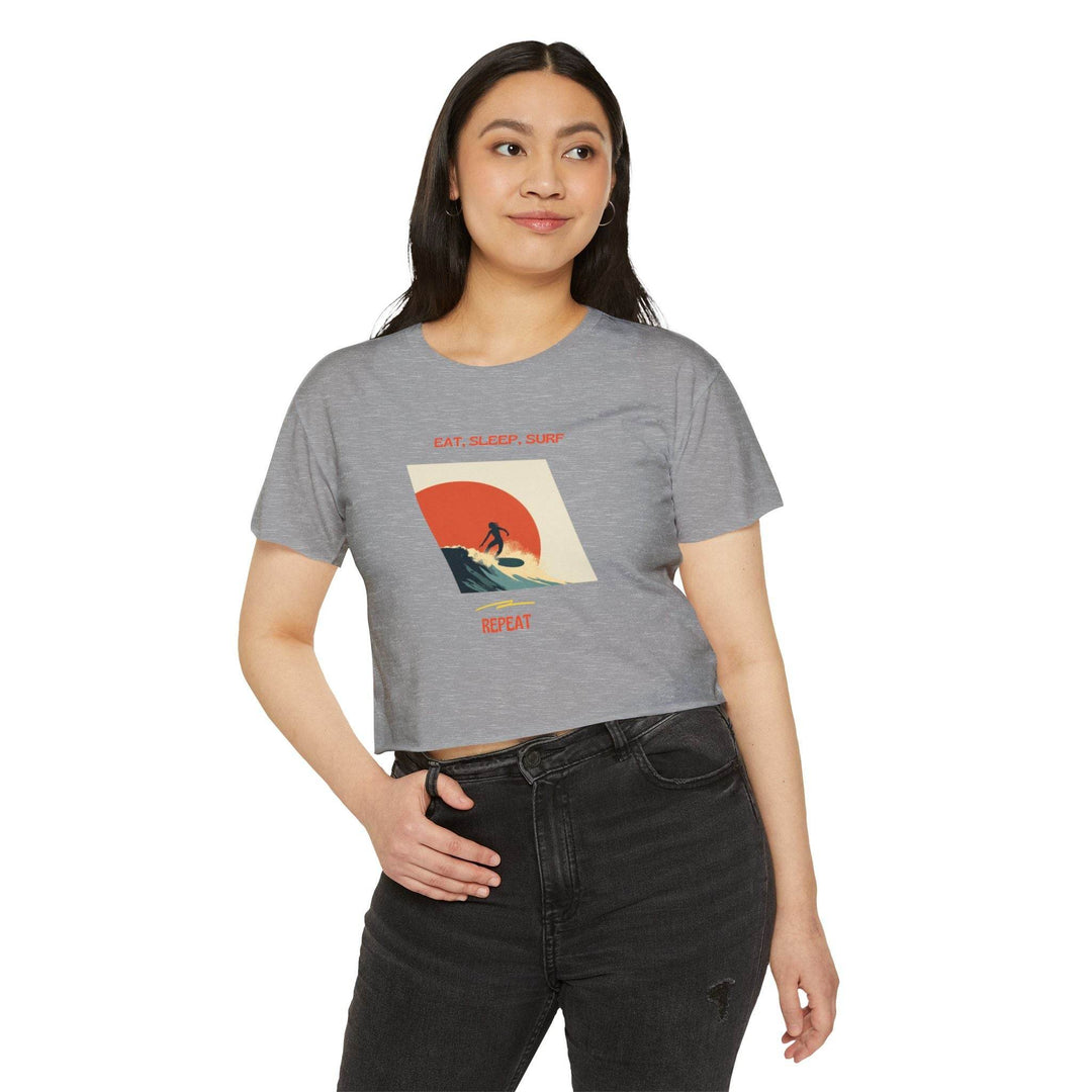 Surfer Girl Sunset Crop Top – Boho Beach Style - One Revolver Surfboards