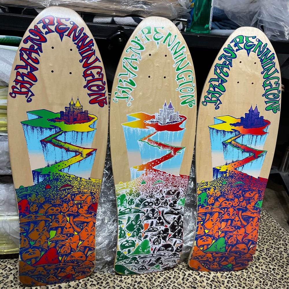 BBC Bryan Pennington Marching Mushrooms Deck 9.5”x30” HAND-PAINTED, LIMITED EDITION (1 of 5) - Skateboard Decks - One Revolver Surfboards