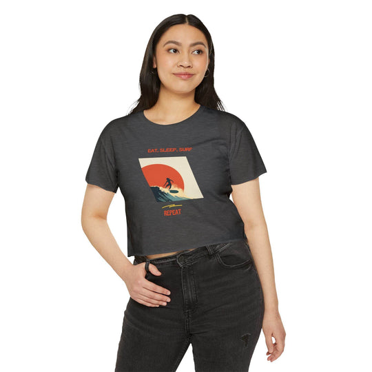Surfer Girl Sunset Crop Top – Boho Beach Style - One Revolver Surfboards