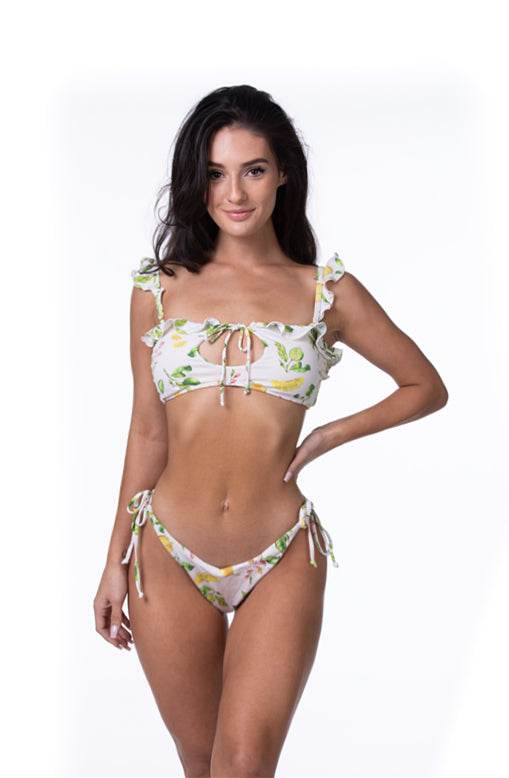 LEMON PRINT RUFFLE TRIM BIKINI SET - One Revolver Surfboards