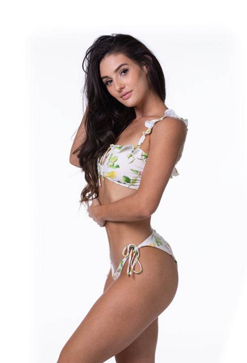LEMON PRINT RUFFLE TRIM BIKINI SET - One Revolver Surfboards