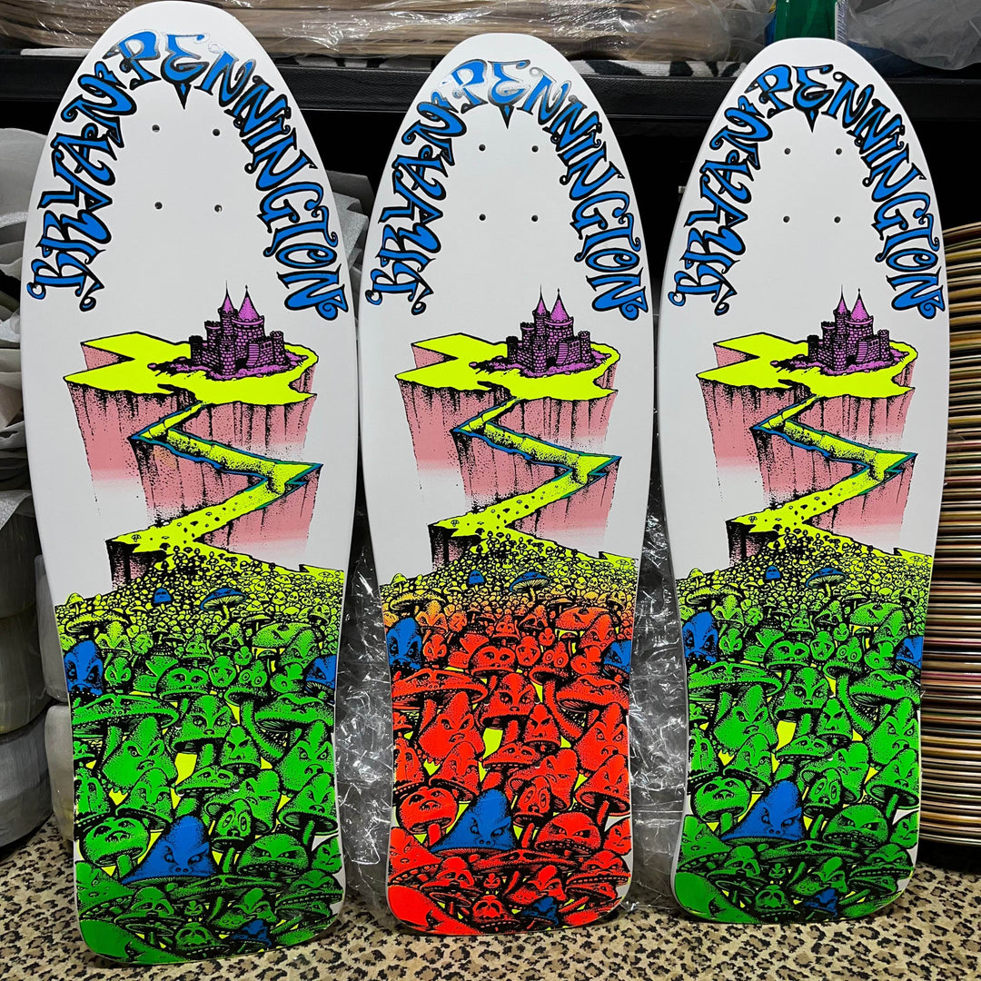 BBC Bryan Pennington Marching Mushrooms Deck 9.5”x30” HAND-PAINTED, LIMITED EDITION (1 of 5) - Skateboard Decks - One Revolver Surfboards