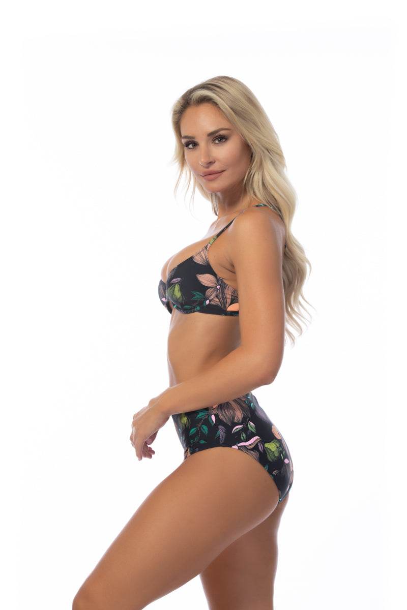 BLACK FLORAL UNDERWIRE BIKINI SET - One Revolver Surfboards
