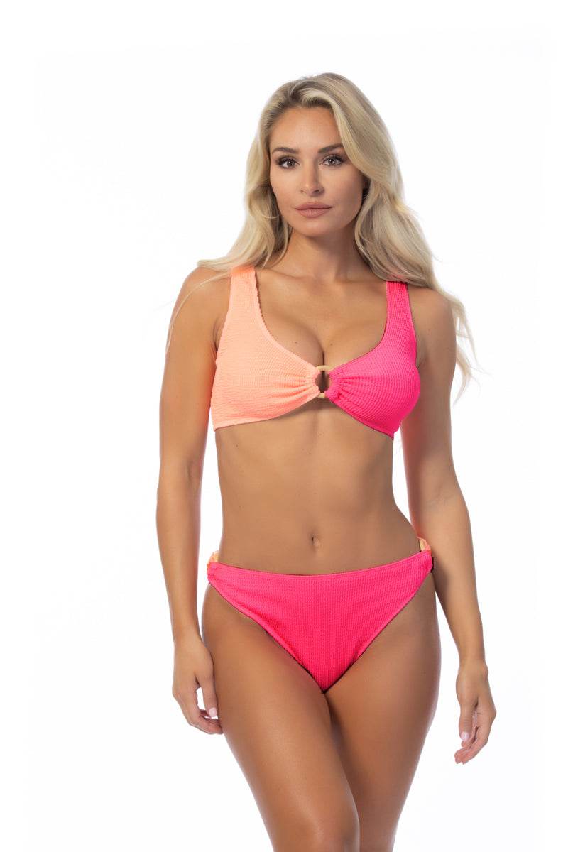 TEXTURED TWO TONE RING ACCENT BIKINI SET - One Revolver Surfboards