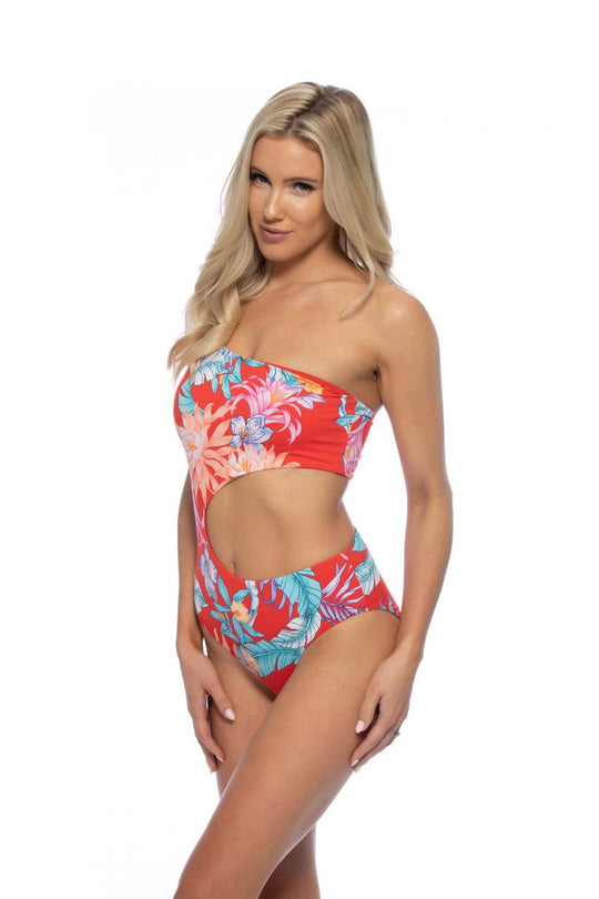 TROPICAL RING ACCENT ONE SHOULDER ONE PIECE - One Revolver Surfboards