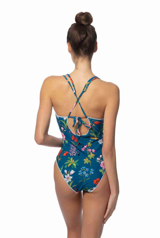 STITCHING DETAIL FLORAL ONE PIECE SWIMSUIT - One Revolver Surfboards