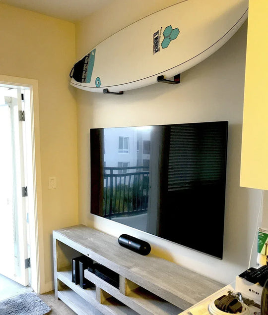 One Revolver Surfboards - Minimalist Surfboard Display Rack | Holds 30 lbs Wall Mounted