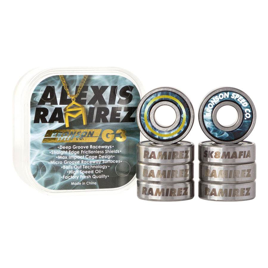 Bronson Speed Co. Alexis Ramirez Pro G3 Skateboard Bearings (set of 8) - One Revolver Surfboards
