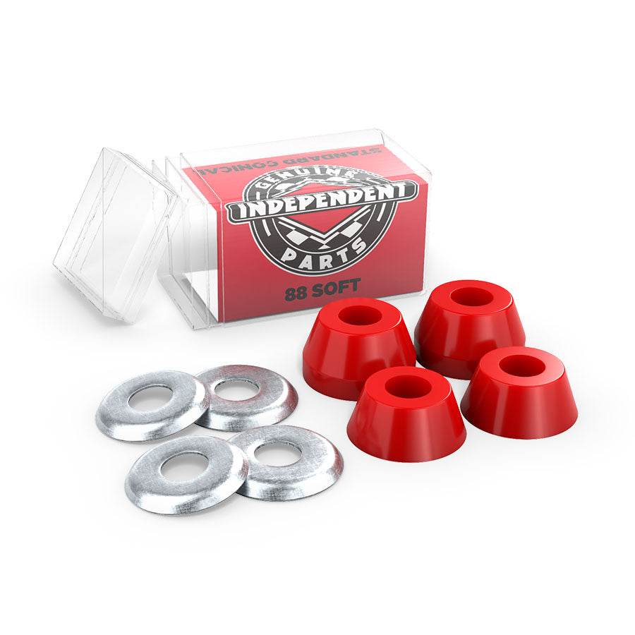 Independent Standard Conical Cushions Soft 88a Red Skateboard Truck Bushings - One Revolver Surfboards