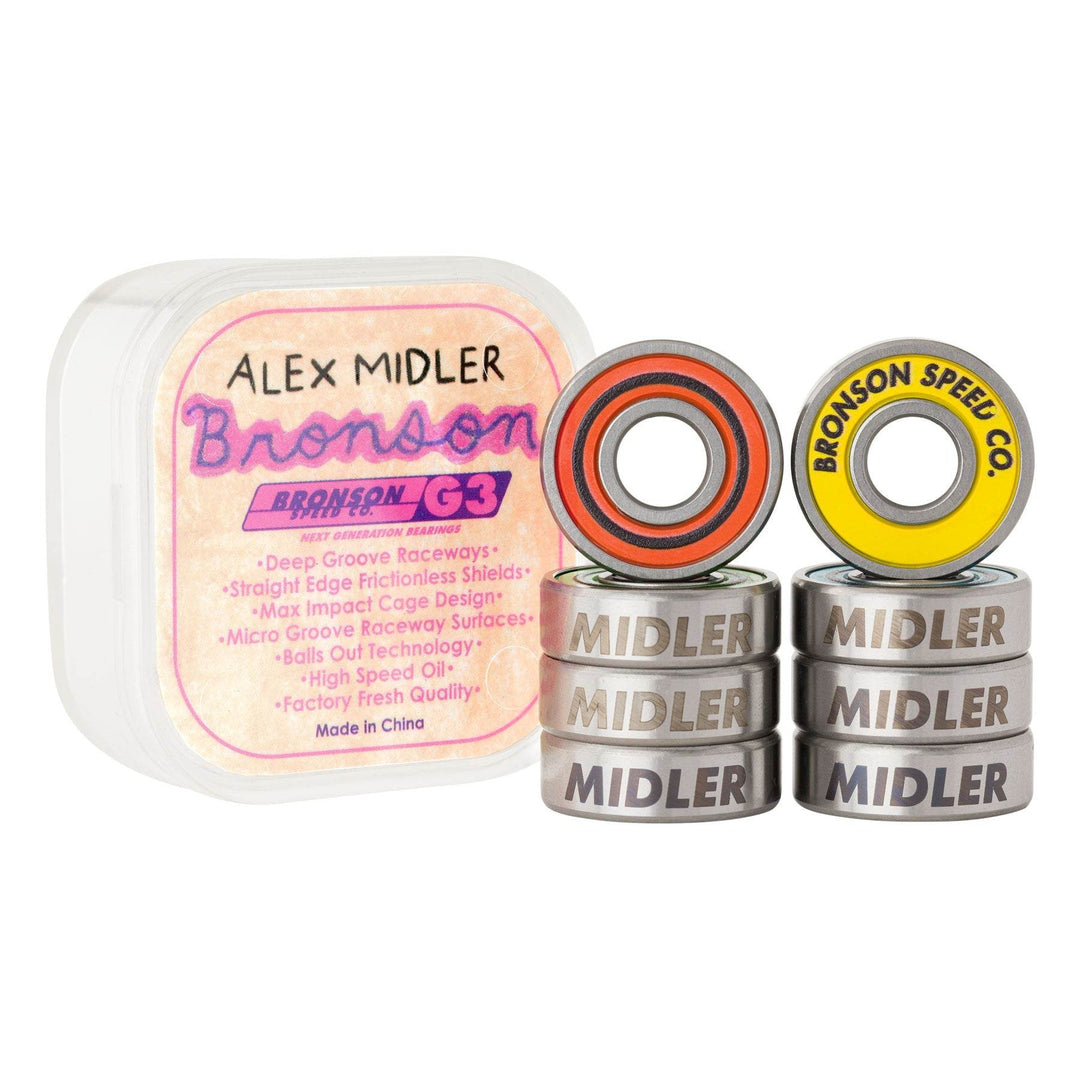 Bronson Speed Co. Alex Midler Pro G3 Skateboard Bearings (set of 8) - One Revolver Surfboards
