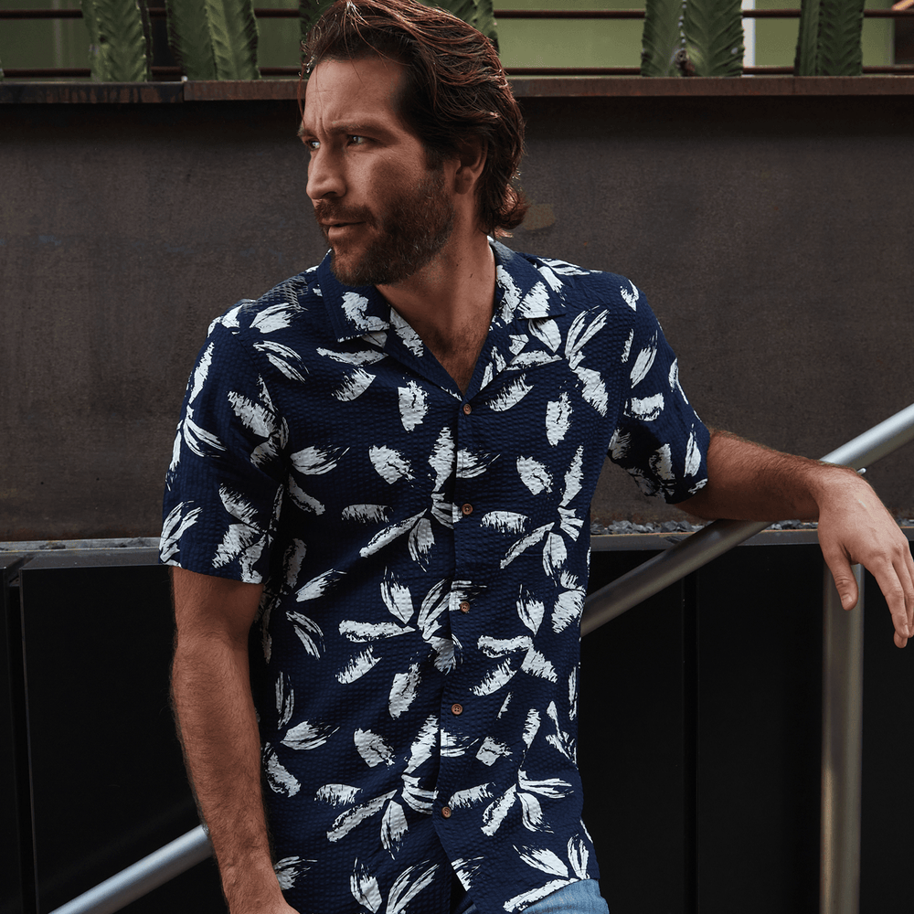 Dorian Printed Seer Sucker Shirt - One Revolver Surfboards