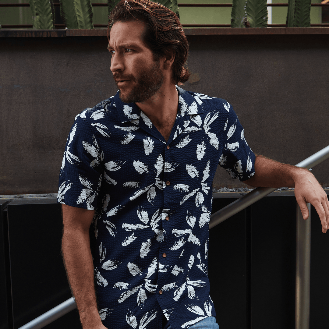 Dorian Printed Seer Sucker Shirt - One Revolver Surfboards