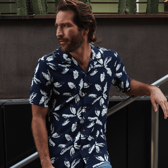 Dorian Printed Seer Sucker Shirt - One Revolver Surfboards