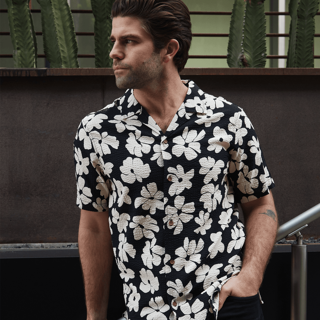 Hector Printed Seer Sucker Shirt - One Revolver Surfboards